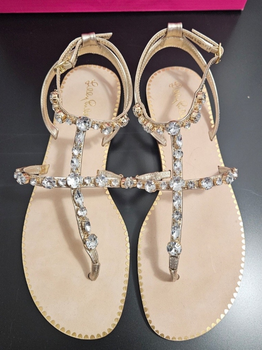 NIB Women's Lilly Pulitzer Abbi Sandals in Gold Metallic Size 9.5M